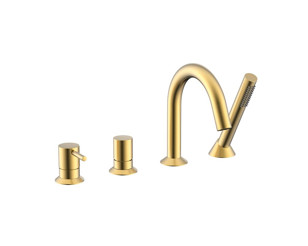 NEMO ROUND Смеситель на борт ванны на 4 отверстия, BRUSH GOLD арт. 39551