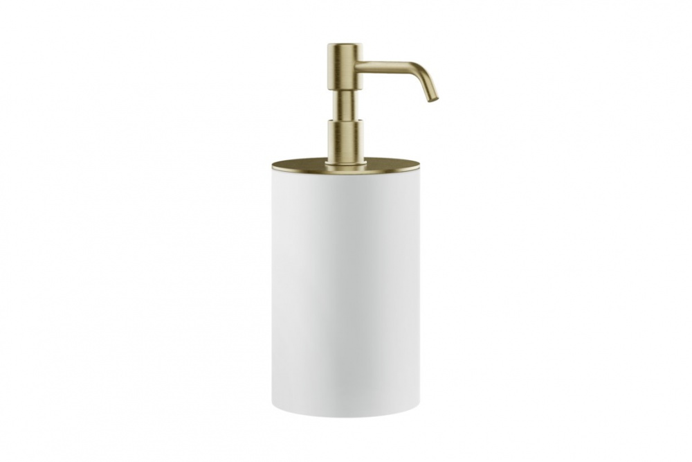 GESSI Дозатор для жидкого мыла настольный, Ø75, H194 мм, белый/Brushed Brass PVD арт. 30518