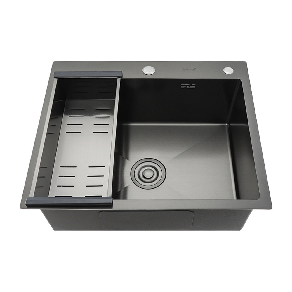 Кухонная мойка с коландером GAPPO GS6050-6, оружейная сталь арт. 184592