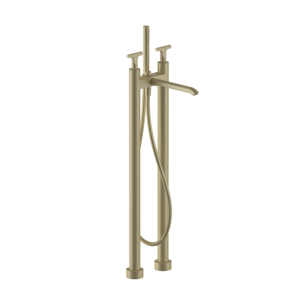 FANTINI SAILING Напольный смеситель для ванны, вылет 21,5 см, Matt British Gold PVD арт. 40080