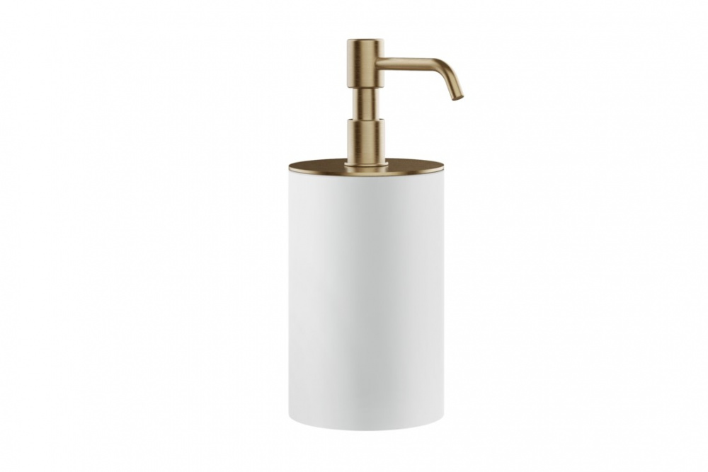 GESSI Дозатор для жидкого мыла настольный, Ø75, H194 мм, белый/Warm Bronze Br. PVD арт. 31573