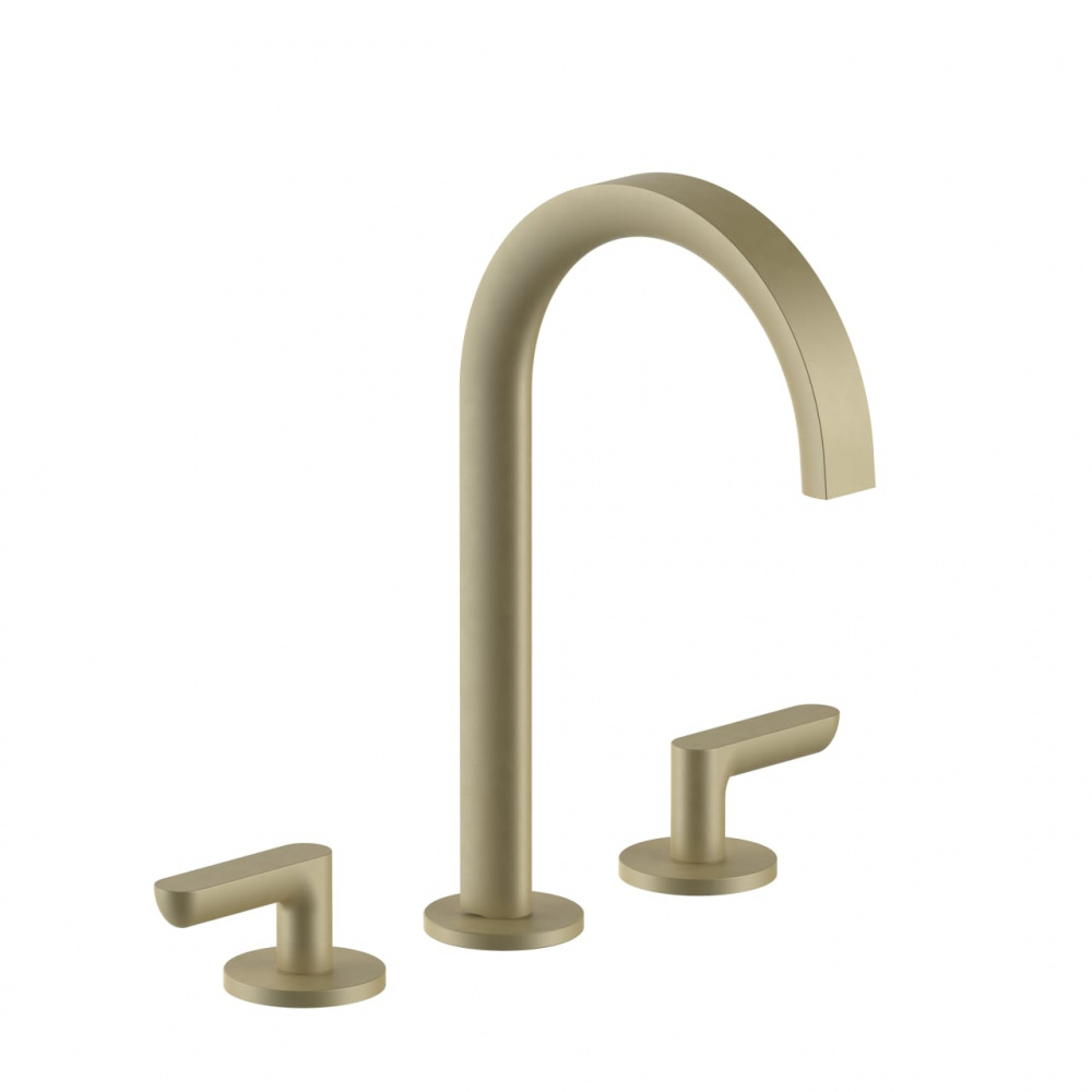 FANTINI ICONA DECO Смеситель для раковины на 3 отверстия, вылет 16 см, 5 л/мин, Matt British Gold PV арт. 34959