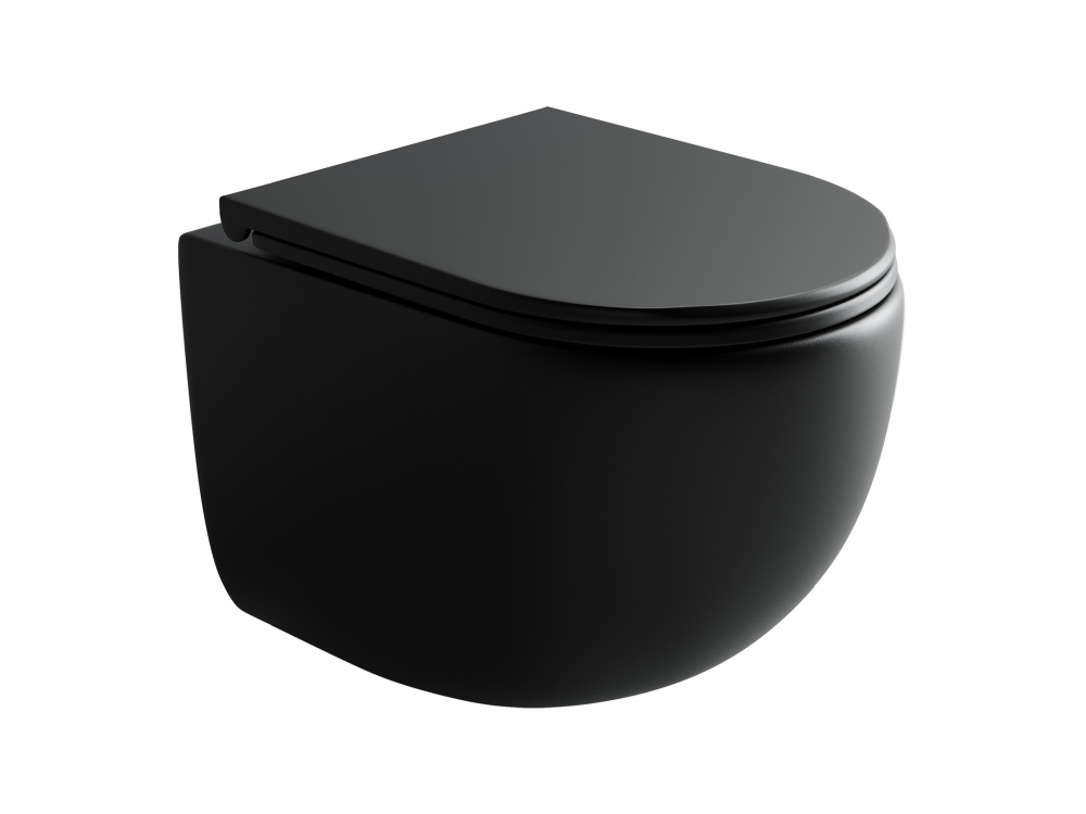 CERAMICANOVA UP Унитаз подвесной торнадо 360х495 мм, с крепежом, крышка микролифт, черный матовый арт. 77748