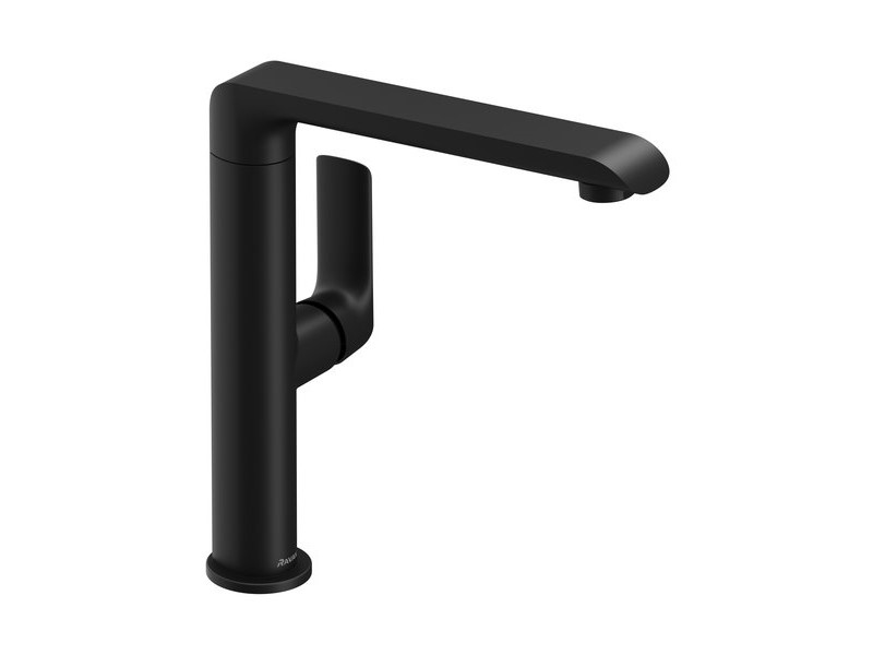 RAVAK FLAT FL 016.20 Смеситель для раковины высокий H261 мм с поворотным изливом, черный матовый арт. 35135