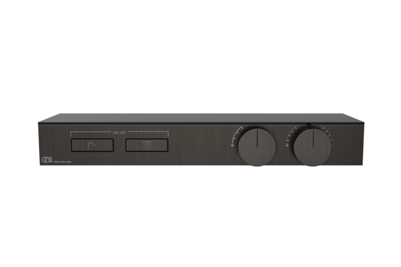 GESSI HI-FI SHELF Внешняя часть термостата с полкой 2 режима, с кнопками, Black Metal Brushed арт. 38086