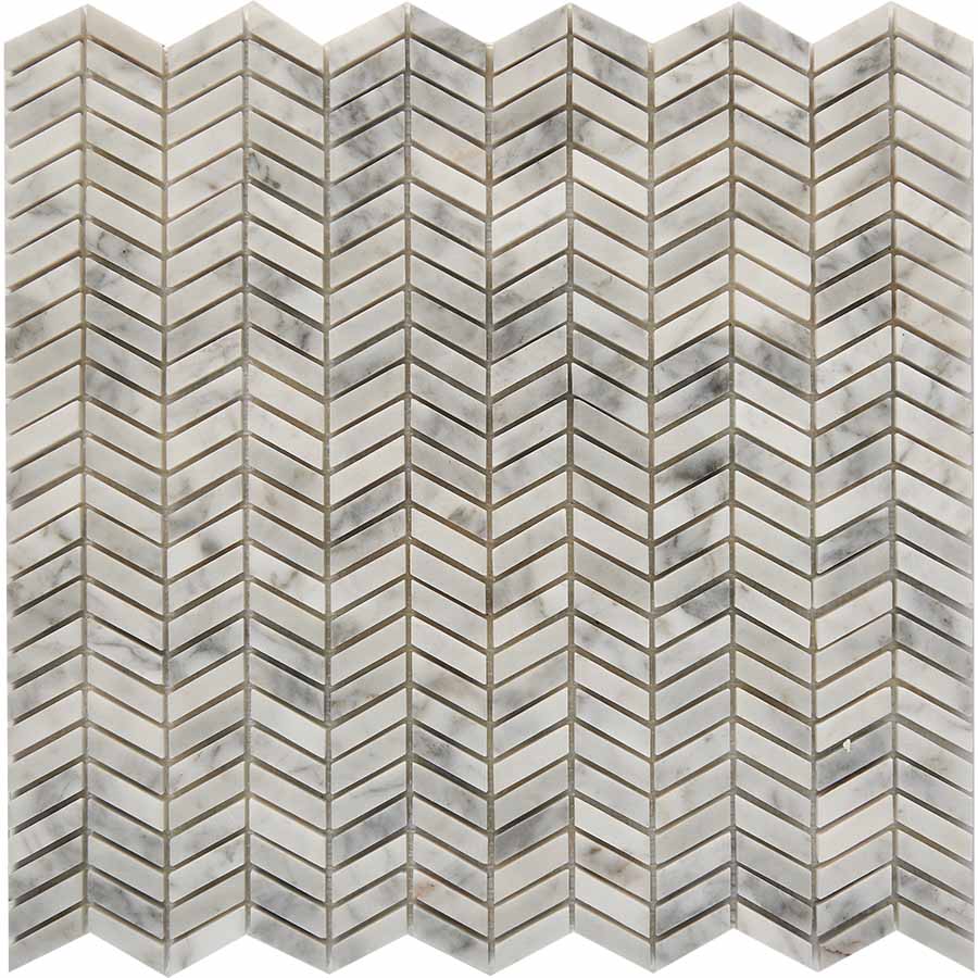 PIX 290 Bianco carrara, чип 27x10 мм, сетка 298х307x8 мм, Полированная арт. 73802