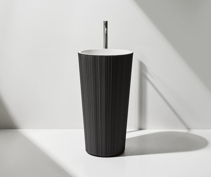 ANTL Раковина напольная со сливом в пол, H85хØ47 см, из материала Flumood, Metal powder арт. 36343