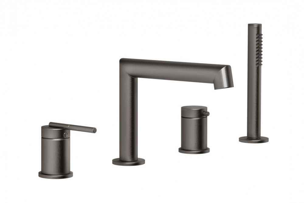 GESSI INGRANAGGIO Смеситель на борт ванны на 4 отверстия, Black Metal Brushed PVD арт. 39851