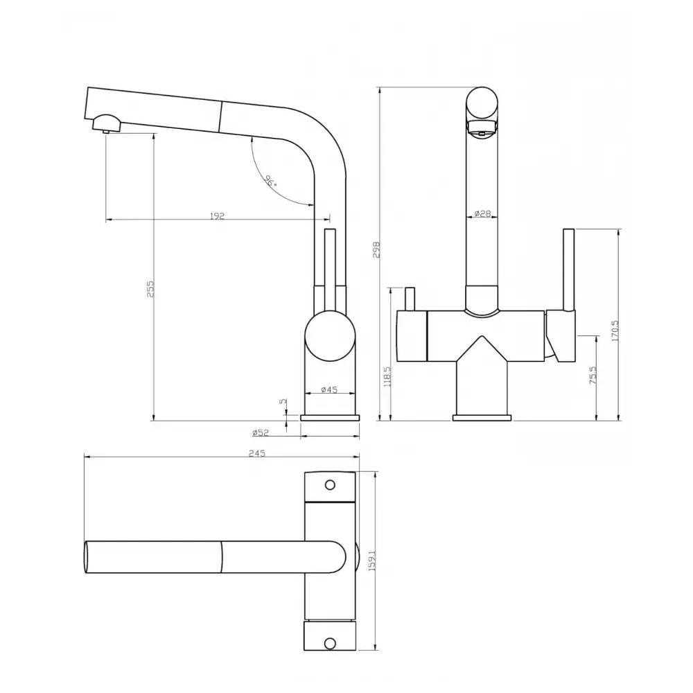 Смеситель для кухни с выдвижным изливом Grocenberg GB4097GO, золото арт. 172255