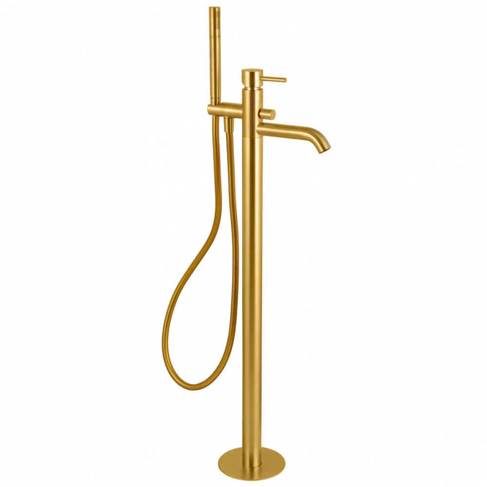 REMER X STYLE Однорычажный напольный смеситель для ванны, brushed gold арт. 38441