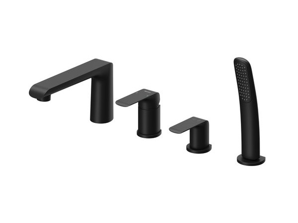 RAVAK FLAT FL 026.20 Смеситель на борт ванны на 4 отверстия, черный матовый арт. 38652