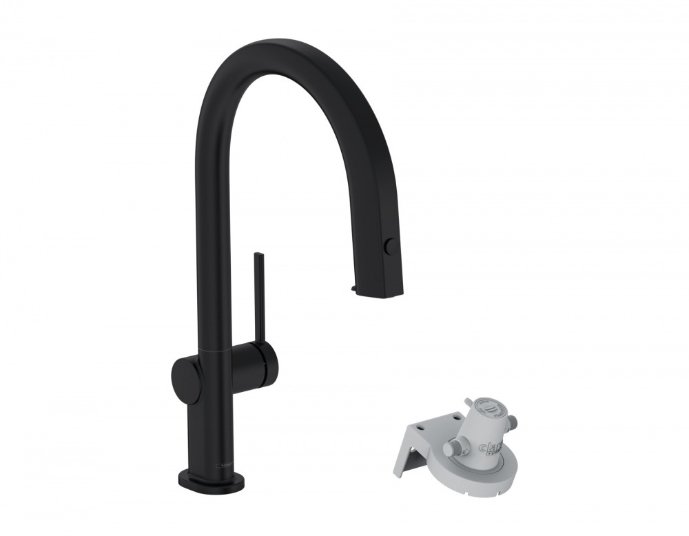 HANSGROHE Aqittura Кухонный смеситель однорычажный, 210, с вытяжным душем, 1jet, sBox, Matt Black арт. 40318