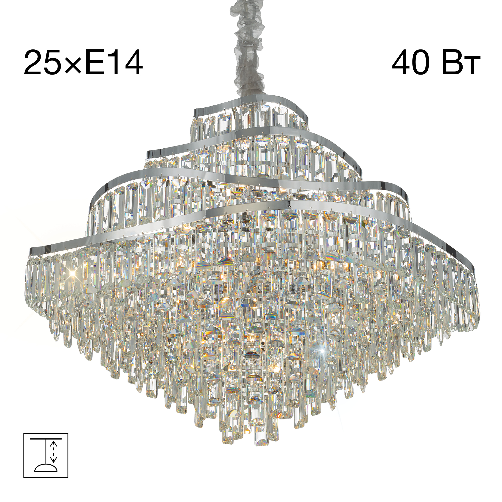 Citilux NAIAD CL315191 Люстра хрустальная подвесная Хром арт. 89489