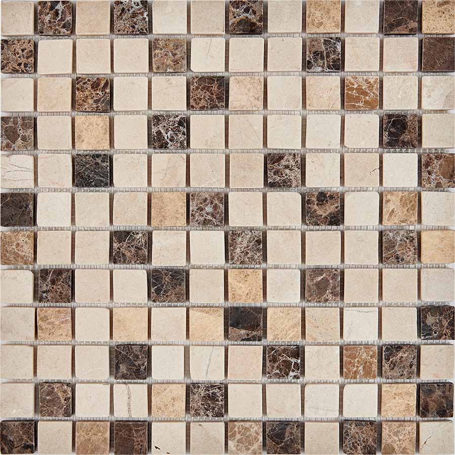 PIX 272 Emperador Dark, light, Crema Nova, чип 23x23 мм, сетка 305х305x6 мм, Матовая арт. 73786