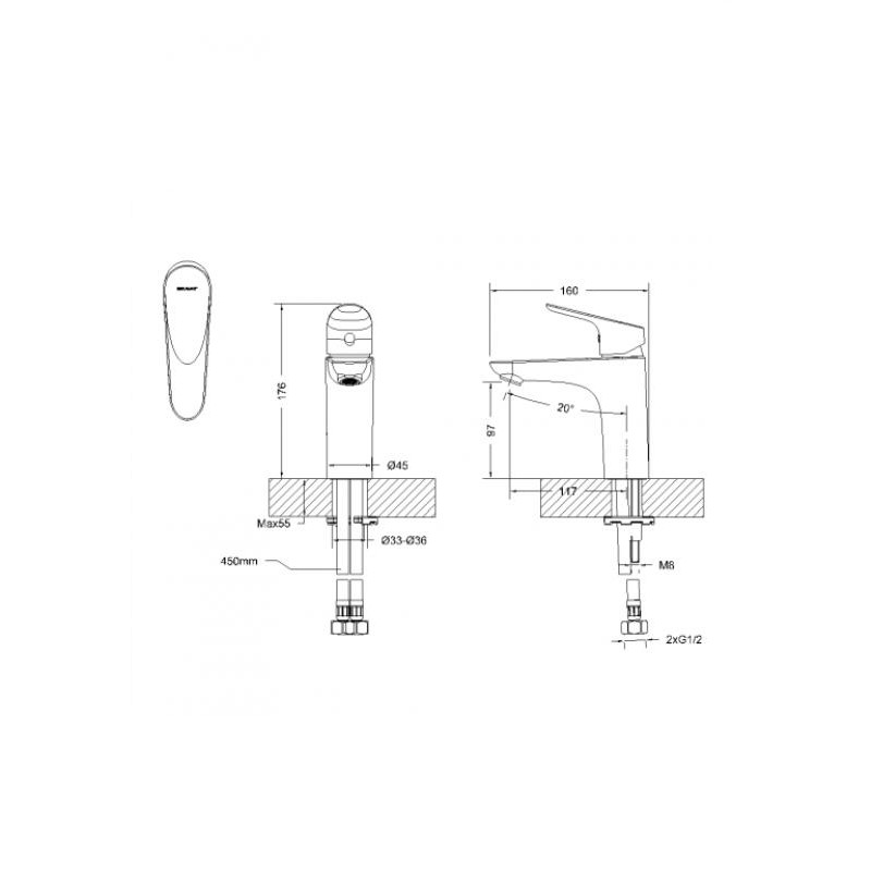 Смеситель для раковины Bravat Drop F14898C-RUS, хром арт. 163139