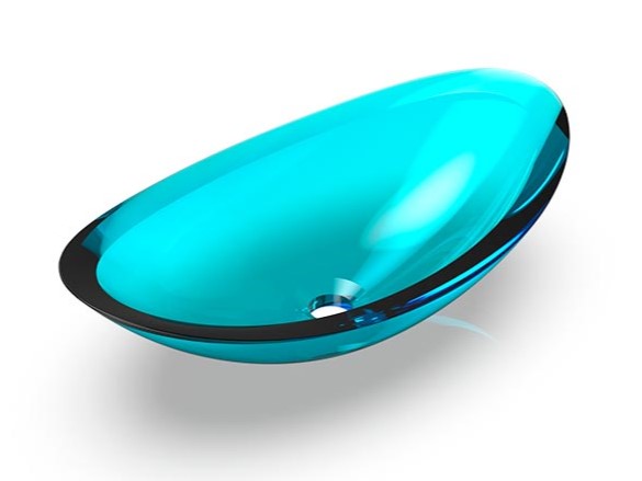 KNIEF CHARM SHAPE Раковина накладная 581x331x169 мм без перелива, хром/100 Aquamarin Blue арт. 36960