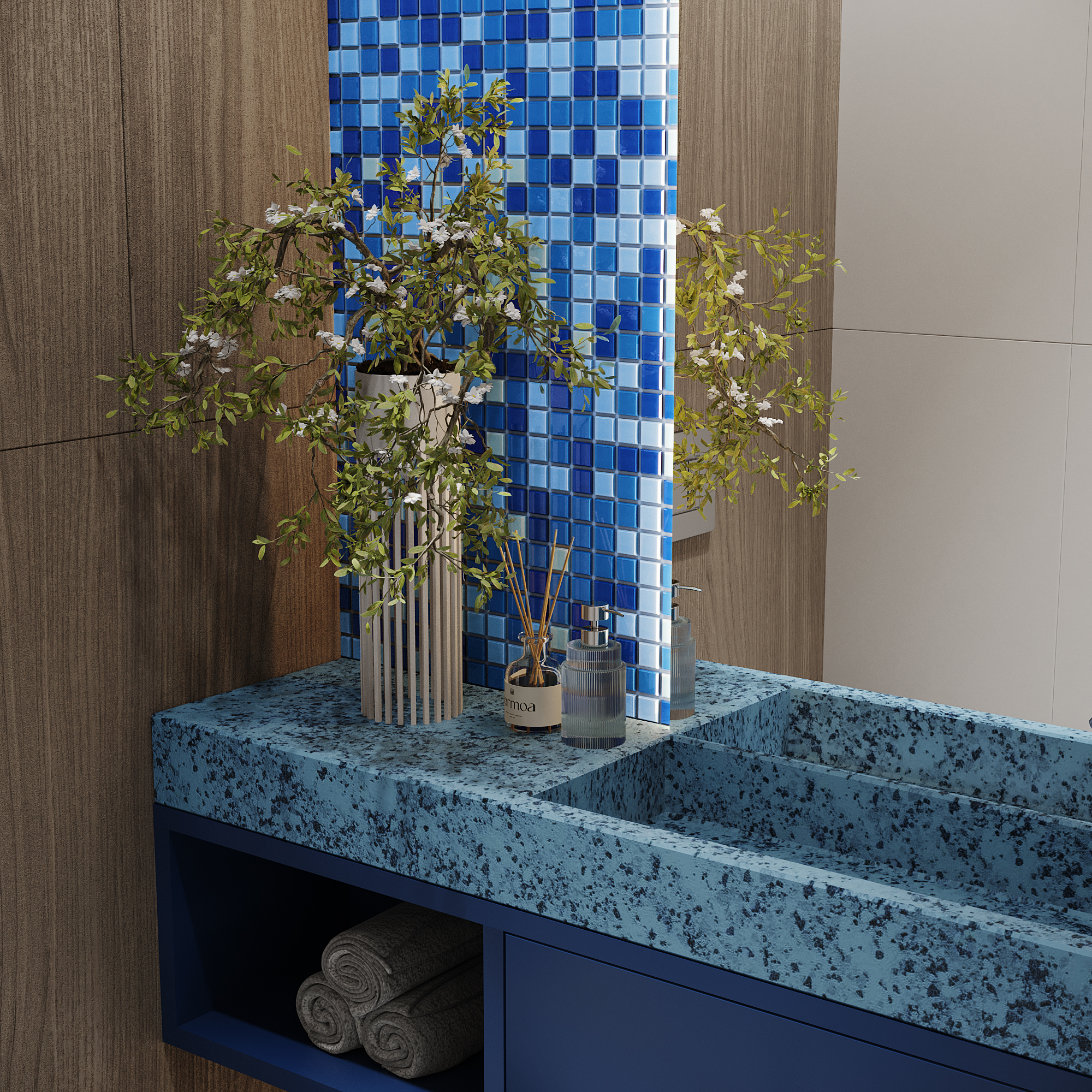 Плитка декоративная стеклянная Blue wave-2/Голубая волна-2 25*25 300*300 арт. 90655