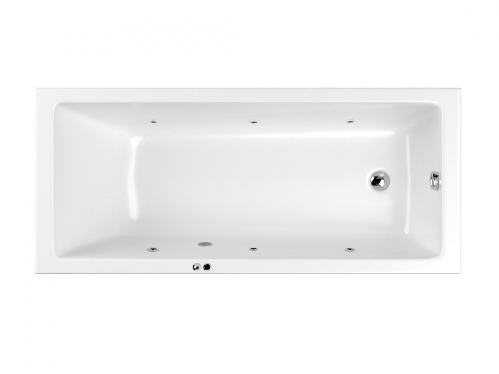 WHITECROSS Wave Slim Ванна акриловая 170x75 см, гидромассаж "SOFT", перелив, каркас, белый/хром арт. 32409