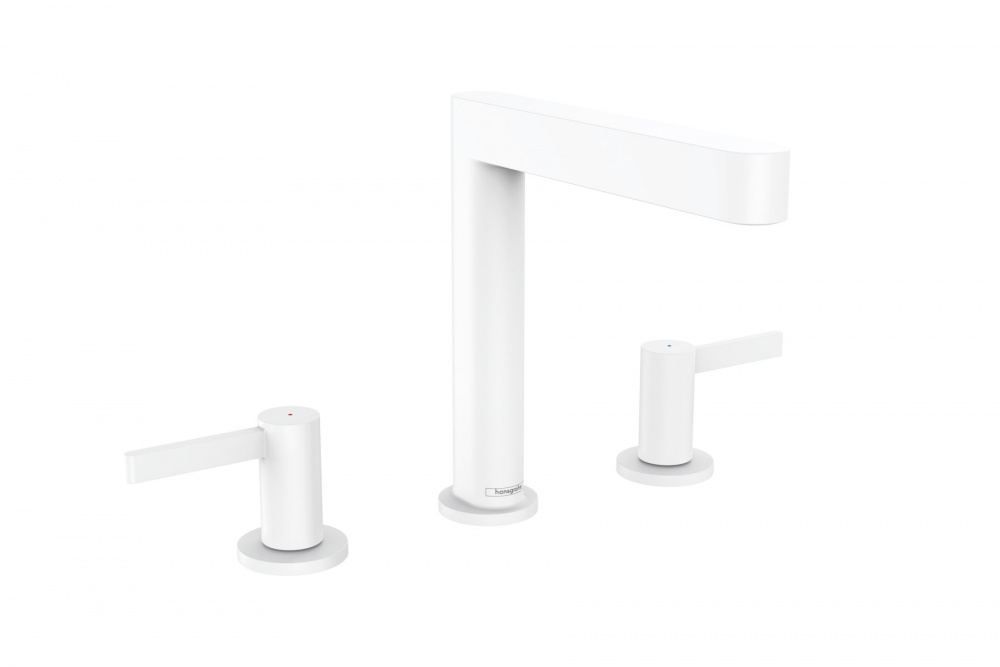 HANSGROHE Finoris Смеситель для раковины, на 3 отверстия, 160, с ДК Push-Open, матовый белый арт. 35286