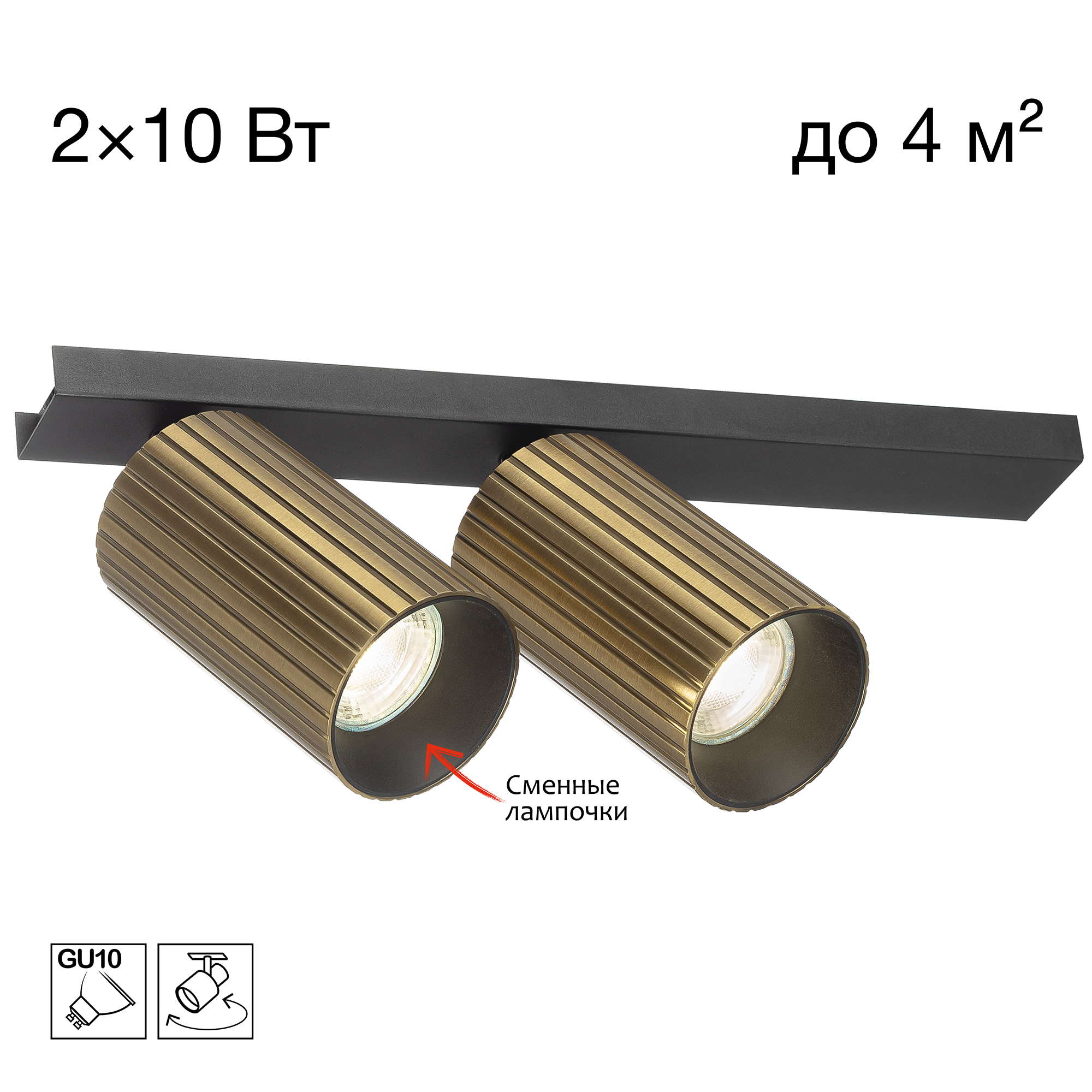 Citilux AXEL CL512523R Спот поворотный двойной Бронза Рифлёный арт. 89829