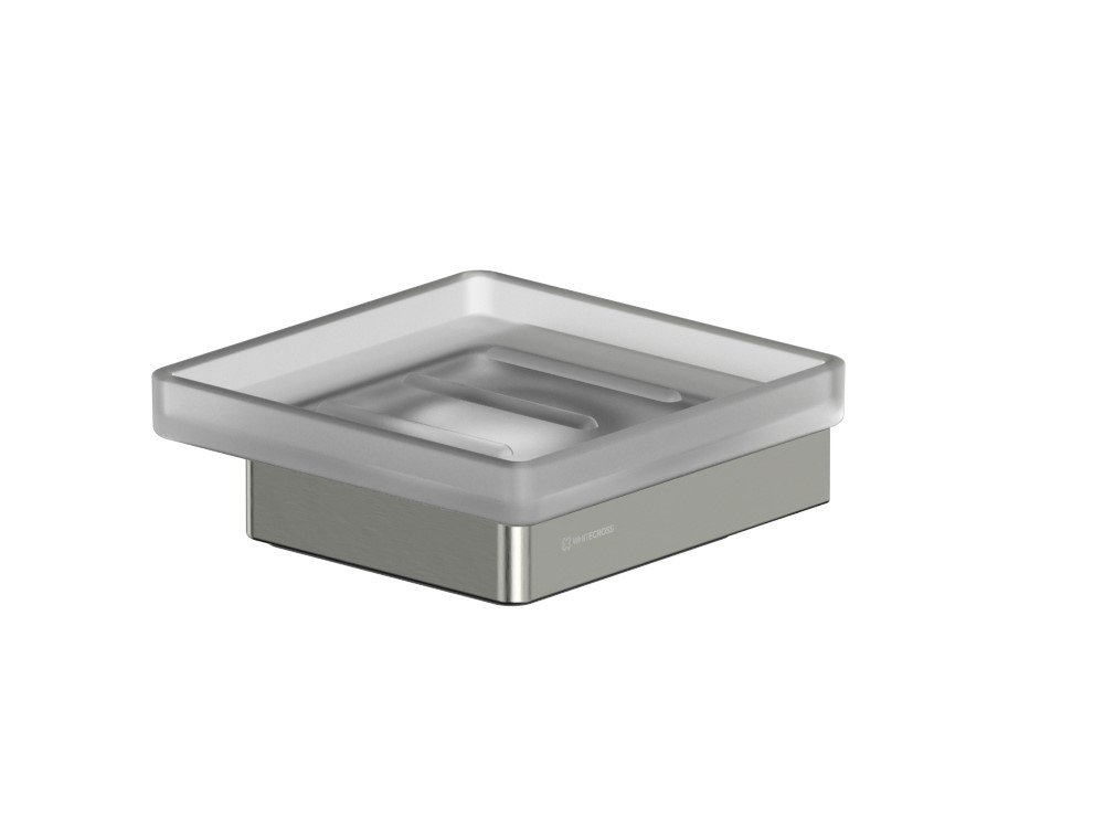 WHITECROSS cubo Мыльница подвесная, матовое стекло/никель брашированный арт. 31678
