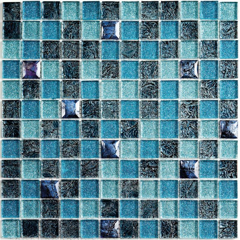 Плитка декоративная стеклянная Satin Blue/Сатин синий 23*23 300*300 арт. 90609
