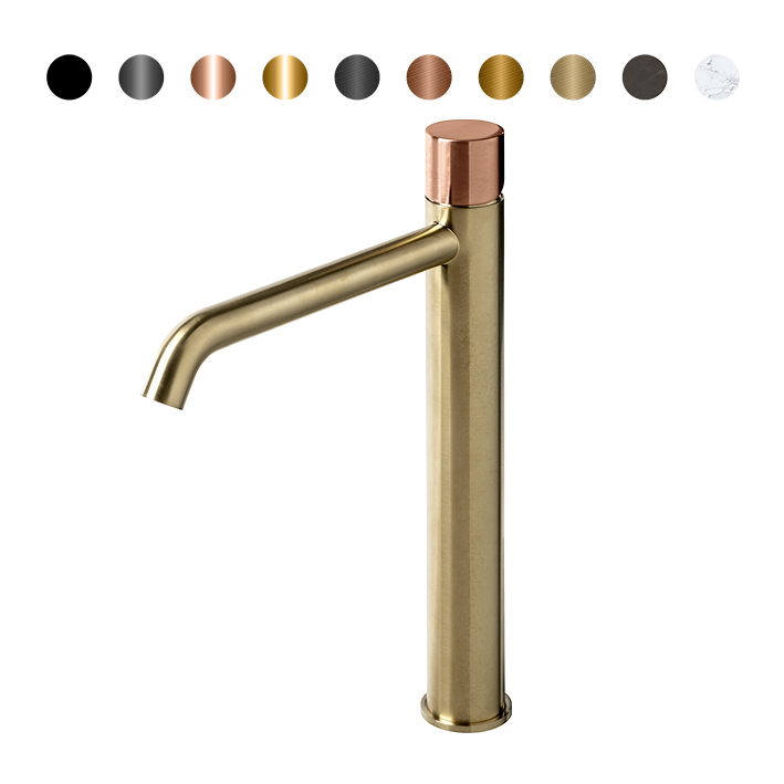 NOKEN ROUND CUSTOM Смеситель для раковины высокий H306 мм, 3/8”, 5 л/мин, без ДК, браш.латунь/colors арт. 57938