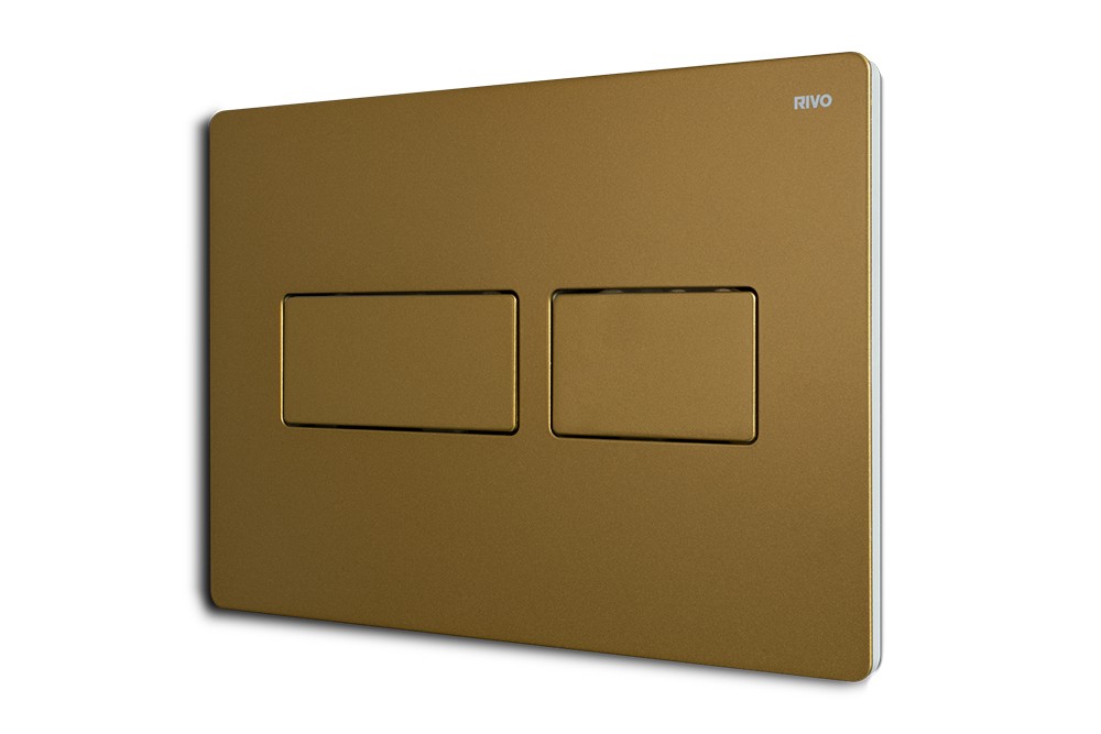 RIVO Touch Lux Панель двойного смыва металлическая для баков RIVO Set A, Латунь матовая арт. 161569
