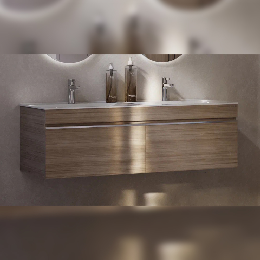 Тумба под раковину подвесная Velvex Pulsus tp.PUL.PUL.140.2Y дуб сонома, 140 см арт. 177910