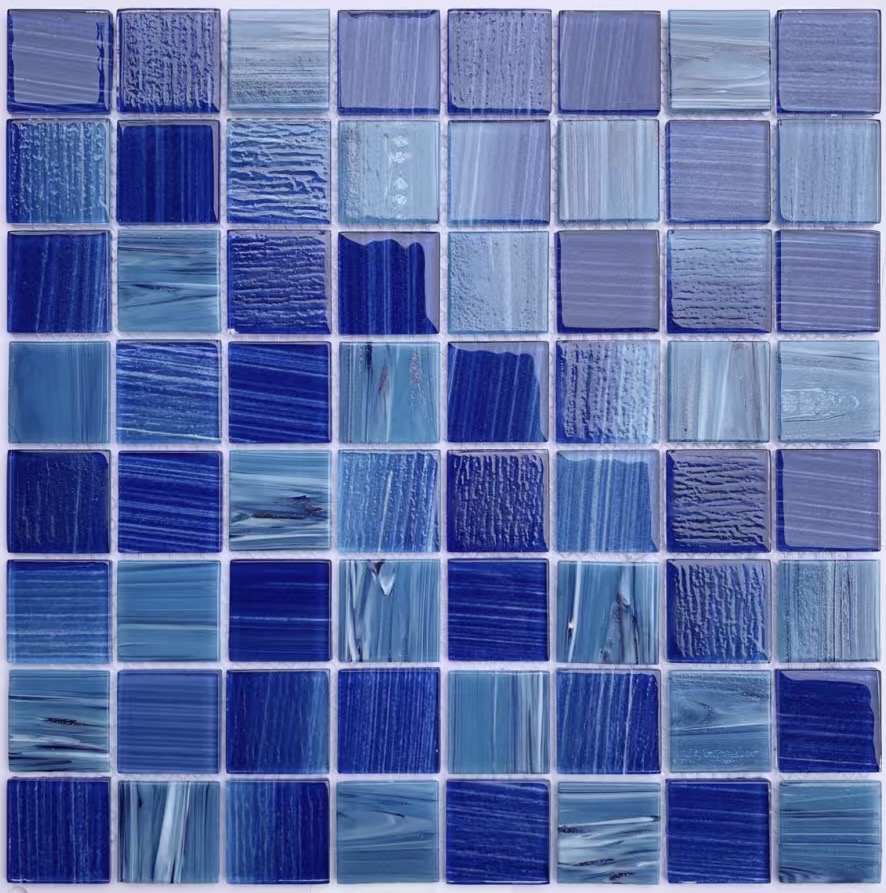 Плитка декоративная стеклянная Alaska dark blue/Аляска тёмно-синий 36*36*4  304*304 арт. 90758