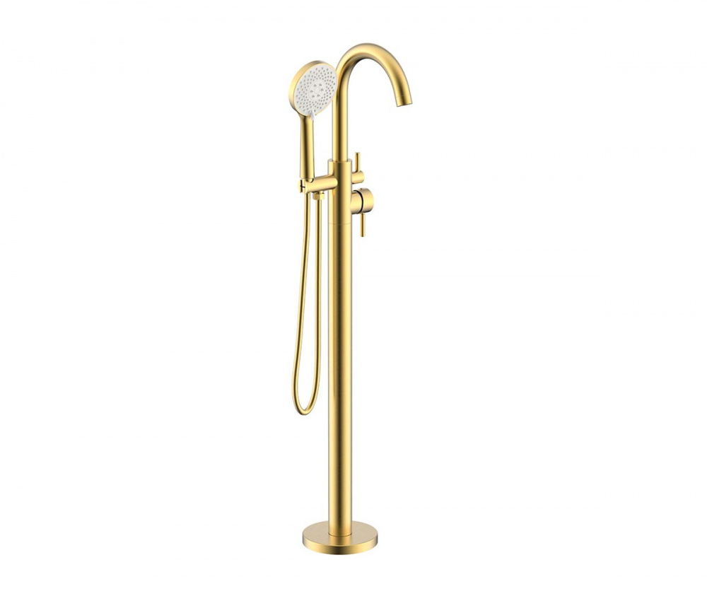 NEMO ROUND Смеситель напольный для ванны с ручным душем, BRUSH GOLD арт. 39543