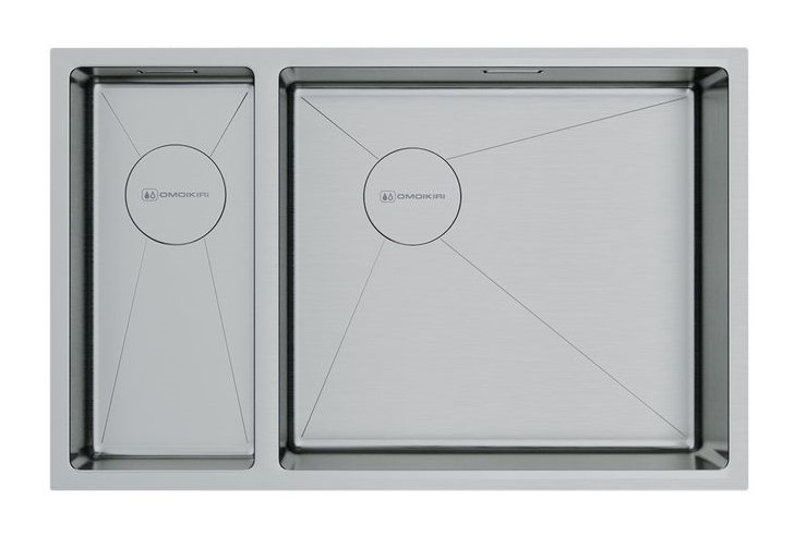 OMOIKIRI TAKI Мойка кухонная 695x440 мм, база 80 см, 2 чаши, нержавеющая сталь арт. 40410