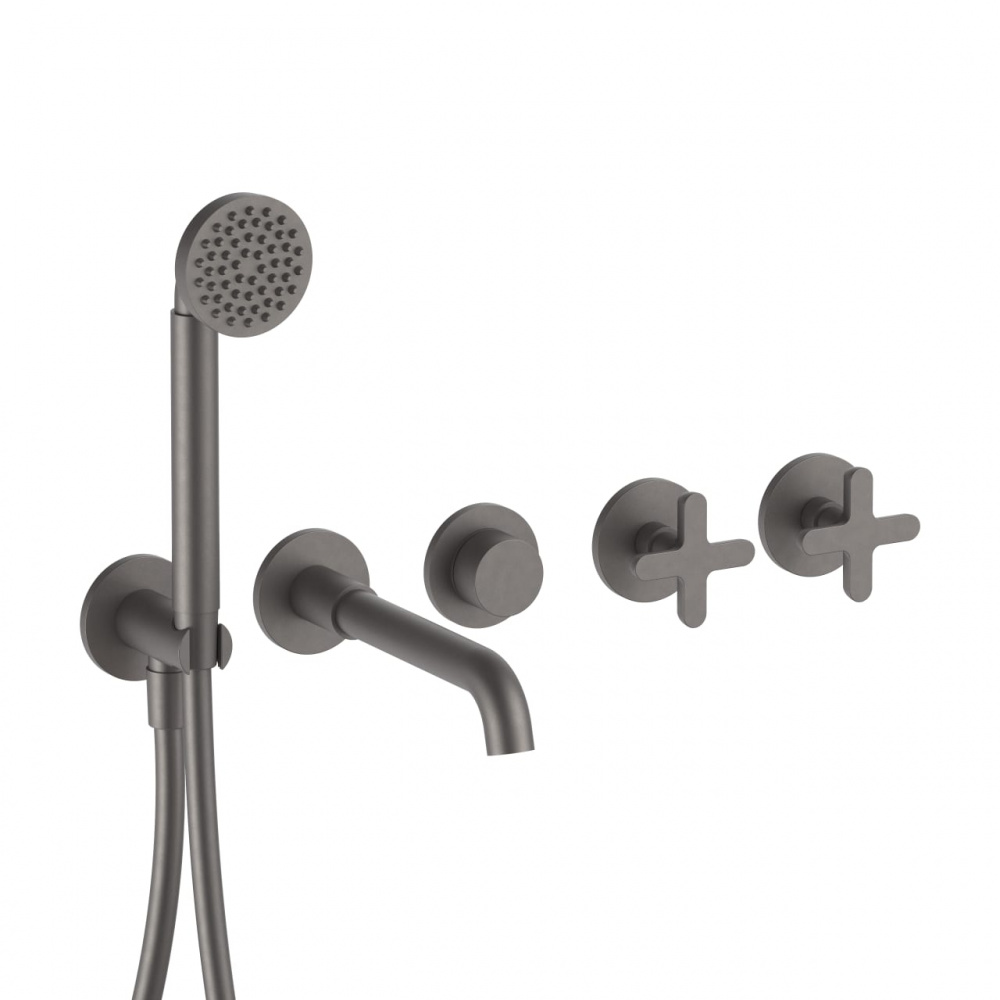 FANTINI ICONA CLASSIC Встроенный смеситель для ванны из стены, вылет 20 см, Matt Gun Metal PVD арт. 38436
