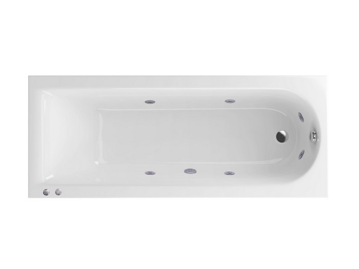 EXCELLENT Aurum Slim Ванна акриловая гидромассаж"HYDRO", 180х80 см, 210 л, белый/хром арт. 32399