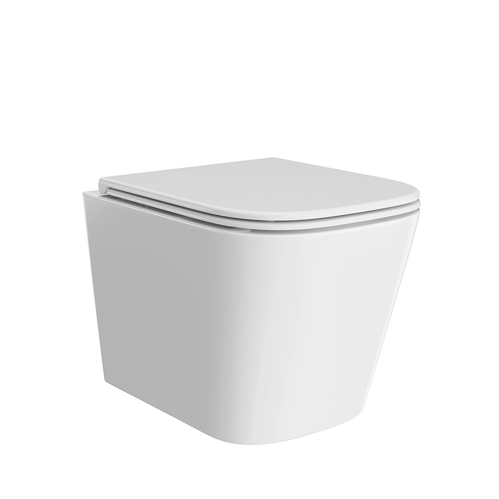 CU.wc.02 Унитаз Cubo/Кубо подвесной безободковый с крепежом и сиденьем, белый глянцевый арт. 119903