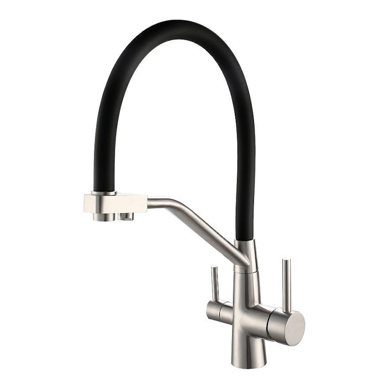 Смеситель для кухни с гибким изливом и подключением фильтра Esko Kitchen K25 B, сатин/черный арт. 171692