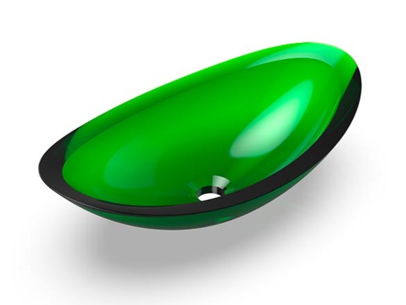 KNIEF CHARM SHAPE Раковина накладная 581x331x169 мм без перелива, без отверстия, хром/90 Malachit арт. 36959