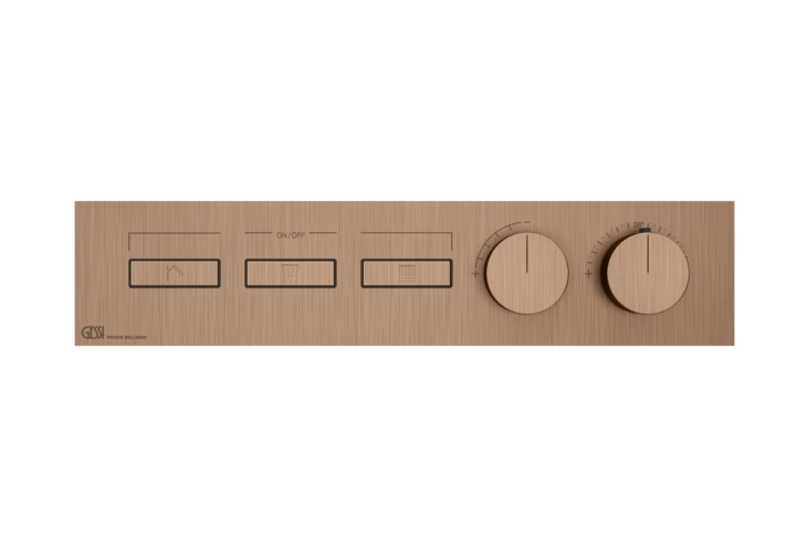 GESSI HI-FI LINEAR Внешняя часть термостата 3 режима, с кнопками вкл/выкл, Copper Brushed PVD арт. 39182