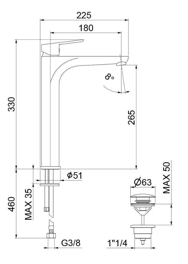 Смеситель для раковины Webert Sax Evolution SE830402560, черный арт. 161935