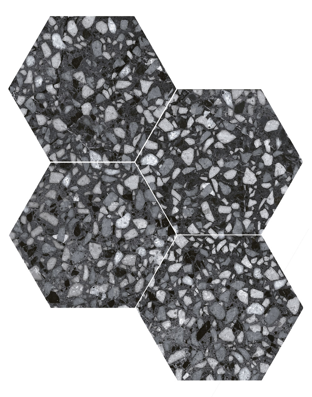 DURSTONE SIX Terazzo Керамогранит Black 23x27 глазурованный матовый арт. 71076