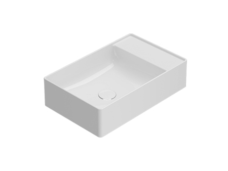 GLOBO T-EDGE Раковина на столешницу 55x35xh14 см, БЕЗ отв, БЕЗ перелива, Bianco Lucido арт. 36402