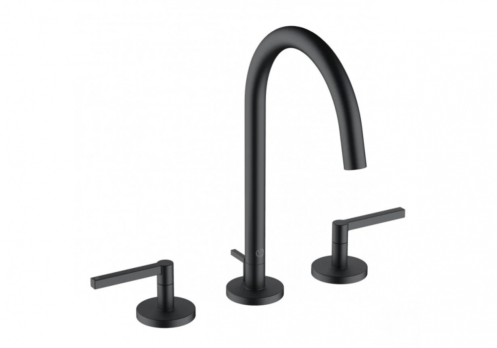 KLUDI NOVA FONTE Puristic Смеситель для раковины на 3 отв., с ДК, черный матовый арт. 35017
