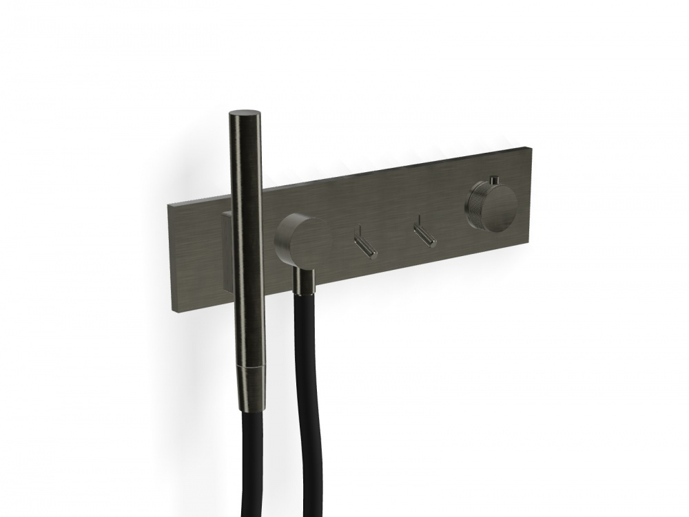TREEMME WATT Смеситель термастатический СМ на 2 выхода с ручным душем, CZ Brushed black chrome арт. 39500