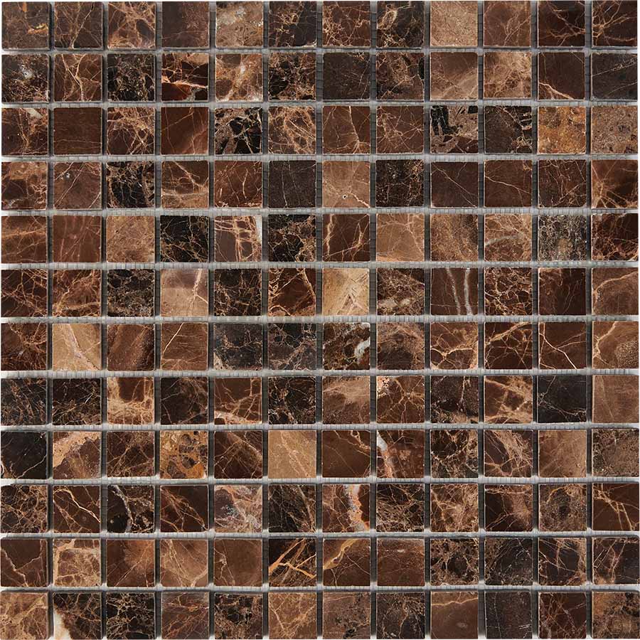 PIX 217 Dark Emperador, чип 23x23 мм, сетка 305х305x6 мм, Полированная арт. 73752