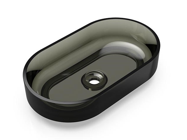 KNIEF ELLIPSE Shape Раковина накладная 550x320x140 мм без перелива, без отверстия, хром/20 Turmalin арт. 36921