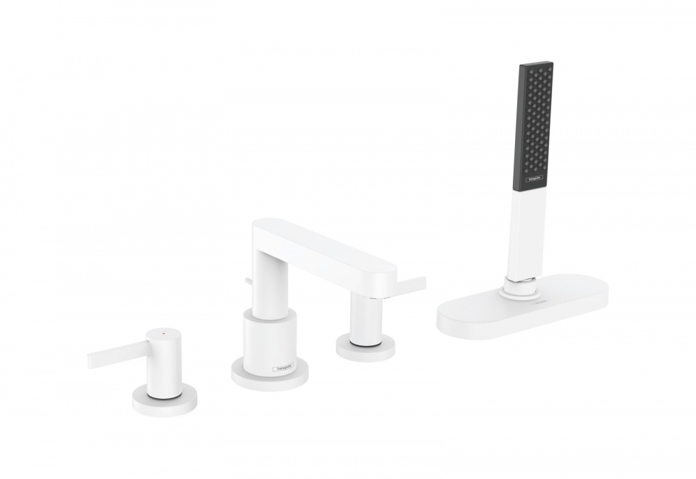 HANSGROHE Finoris Смеситель на край ванны, на 4 отверстия, с sBox, матовый белый арт. 38873
