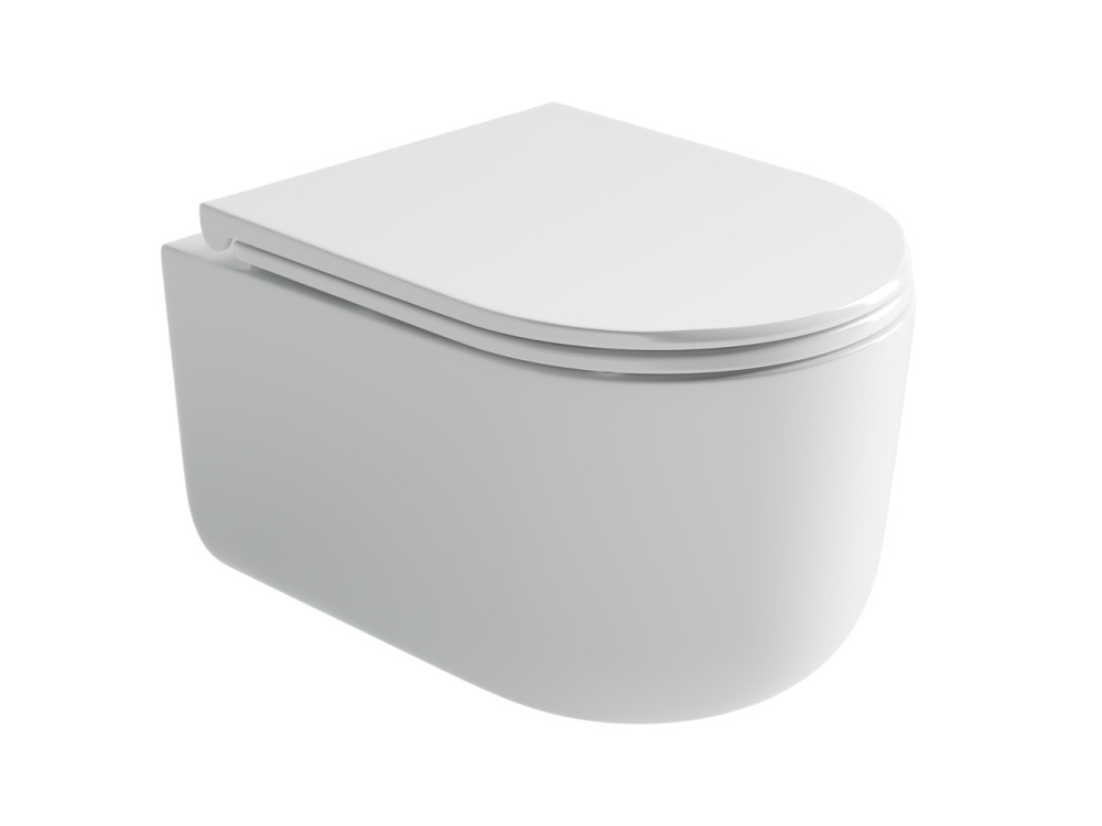 CERAMICANOVA Ulma Унитаз подвесной торнадо 365х490 мм, с крепежом, крышка микролифт, белый матовый арт. 77752