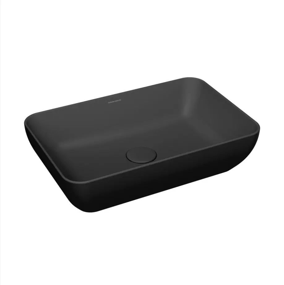 KMPLWb55MBl0 Раковина Plaza/Плаза 55 накладная с донным клапаном, черная матовая арт. 202925