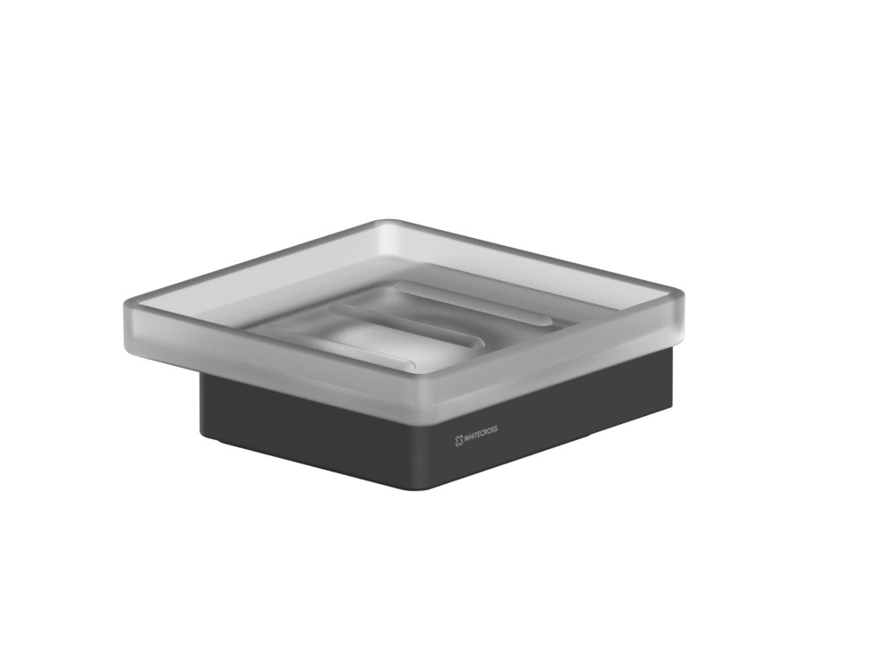 WHITECROSS cubo Мыльница подвесная, матовое стекло/черный матовый арт. 31679