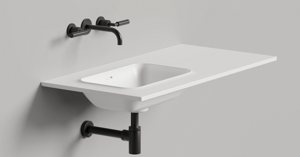 Salini ONDA EDGE ROUND Столешница до 2000х700х10 мм с раковиной 520х360, ДК, S-Stone- белый матовый арт. 36926